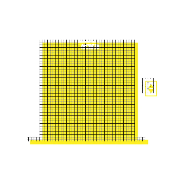 Ανελκυστήρες πόρτα εισόδου. Διάνυσμα. Κίτρινο εικονίδιο με τετράγωνο μοτίβο dup — Διανυσματικό Αρχείο