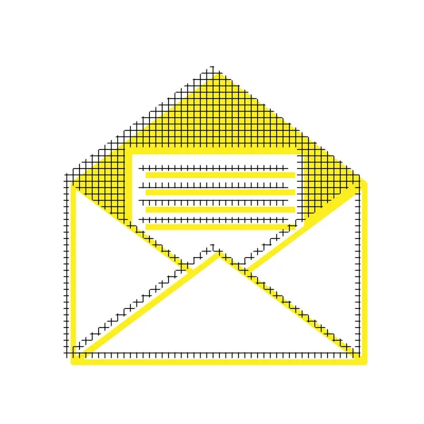 Carta em um envelope ilustração sinal. Vector. Ícone amarelo sagacidade —  Vetores de Stock