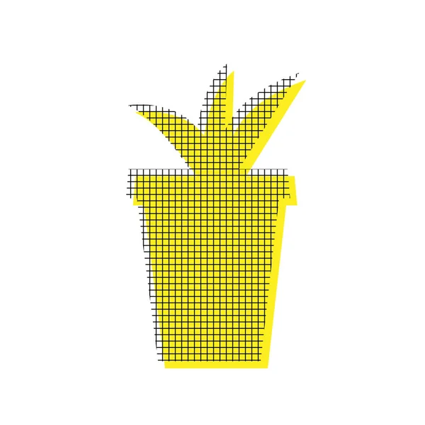 Иллюстрация с цветочным горшком. Вектор. Желтая икона с квадратным похлопыванием — стоковый вектор