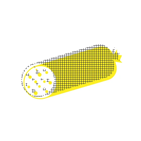 Ilustración de salchichas. Vector. Icono amarillo con patte cuadrado — Vector de stock