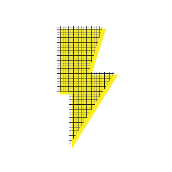 Lightning sign illustration. Vector. Yellow icon with square pat — Stock Vector