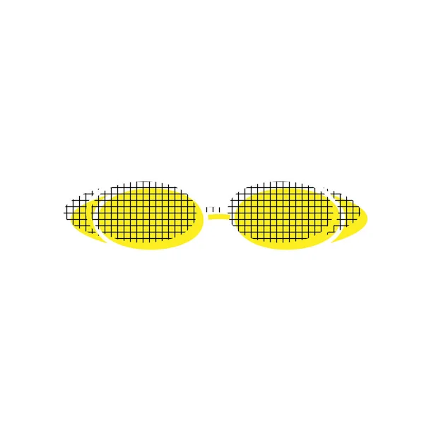 Diving glasses sign illustration. Vector. Yellow icon with squar — Stock Vector