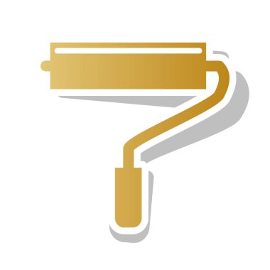 Silindir işareti illüstrasyon. Vektör. Whit ile altın gradyan simgesi