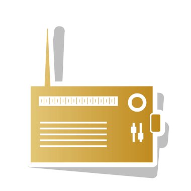 Radyo işareti illüstrasyon. Vektör. Beyaz altın gradyan simgesi