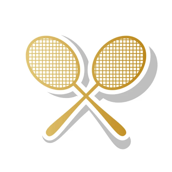 Deux pancartes de tennis. Vecteur. Icône de dégradé doré avec blanc — Image vectorielle