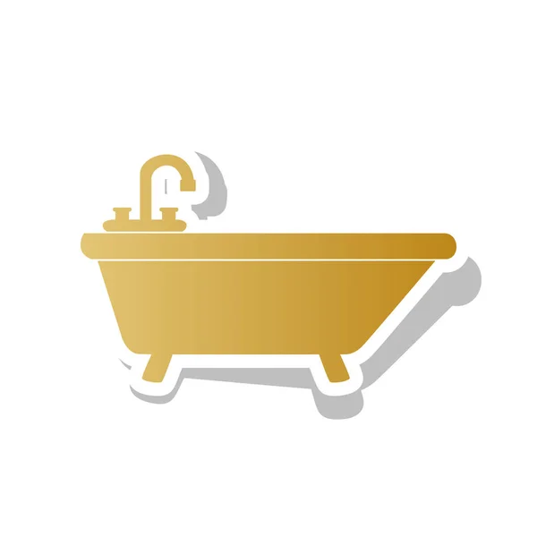Banheira sinal ilustração. Vector. Ícone de gradiente dourado com whi — Vetor de Stock