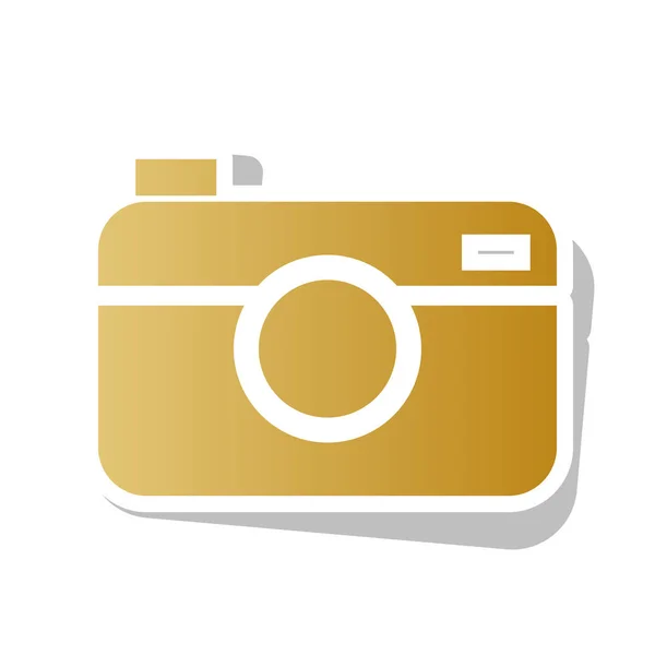 Digitale foto camera teken. Vector. Gouden kleurovergang pictogram met whi — Stockvector