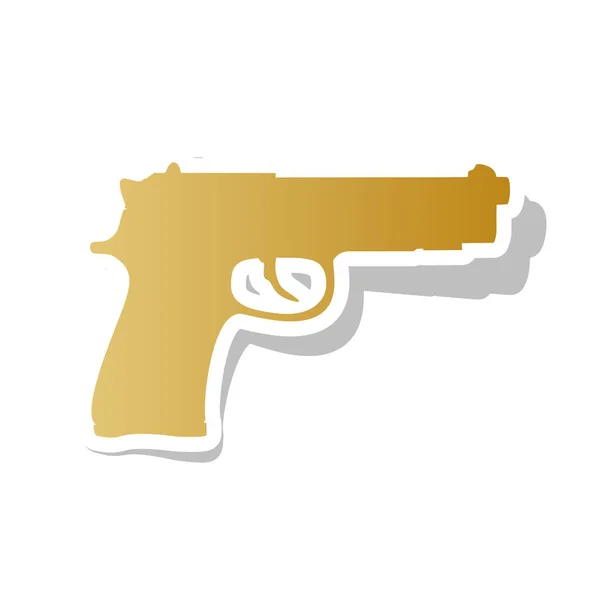 Gun sign illustration. Vector. Golden gradient icon with white c — Stock Vector