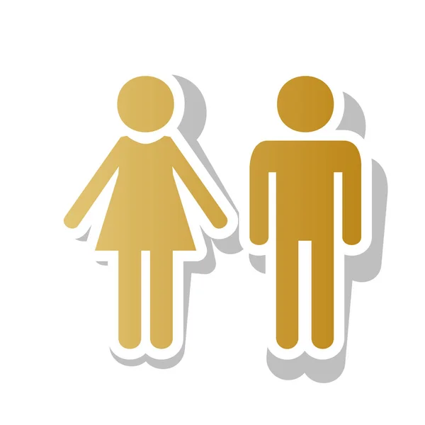 Signe masculin et féminin. Vecteur. Icône de dégradé doré avec co blanc — Image vectorielle