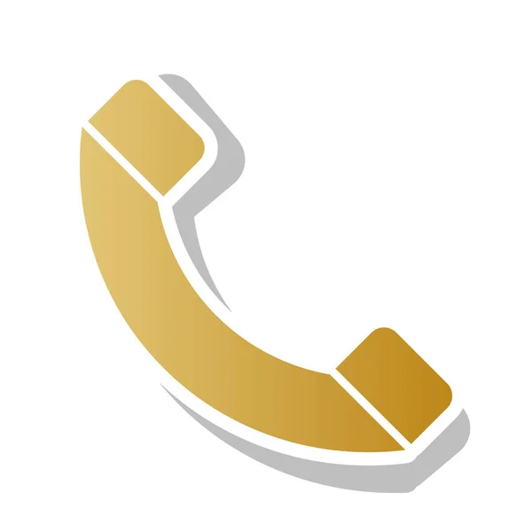 Ilustração do sinal do telefone. Vector. Ícone de gradiente dourado com branco — Vetor de Stock