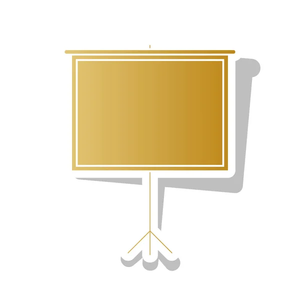 Blank Projection screen. Vector. Golden gradient icon with white — Stock Vector