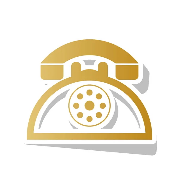 Retro telephone sign. Vector. Golden gradient icon with white co — Stock Vector