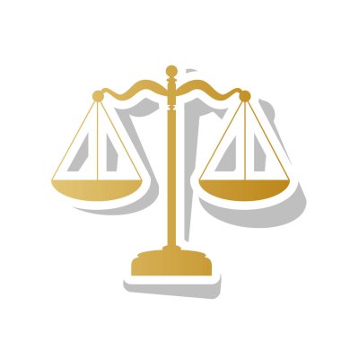 Ölçekler denge işareti. Vektör. Degrade simge beyaz con ile