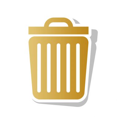 Çöp kutusu işareti illüstrasyon. Vektör. Beyaz altın gradyan simgesi