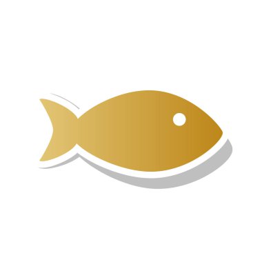 Balık illüstrasyon işareti. Vektör. Beyaz altın gradyan simgesi 