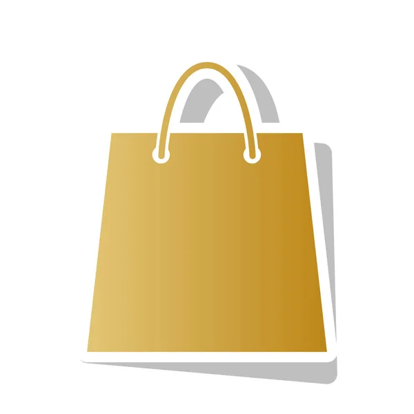 Ilustración de bolsa de compras. Vector. Icono de gradiente dorado con whi — Archivo Imágenes Vectoriales