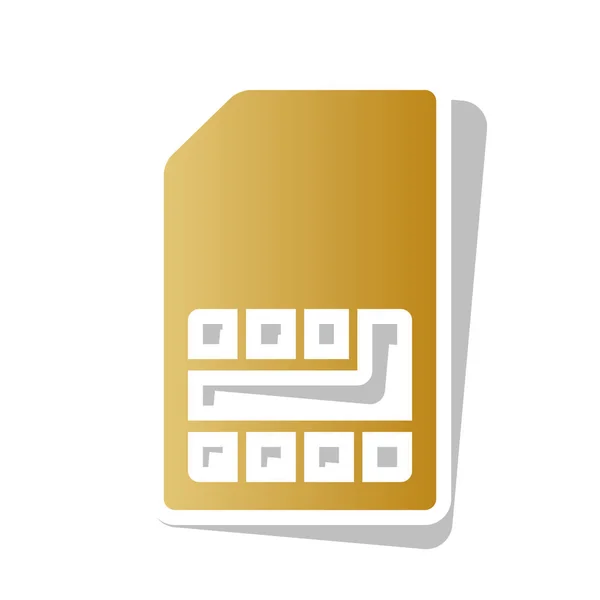 SIM karty znamení. Vektor. Zlaté přechodu ikonu s bílým obrysu — Stockový vektor