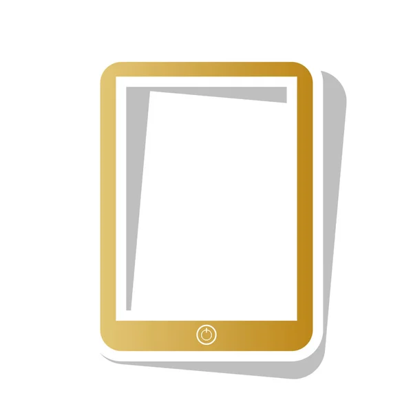 Segno tablet del computer. Vettore. Icona del gradiente dorato con co bianco — Vettoriale Stock