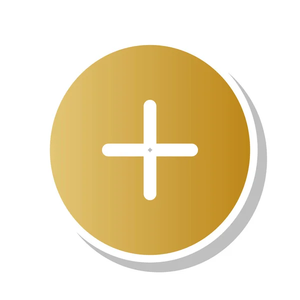 肯定的なシンボルのプラス記号。ベクトル。黄金のグラデーション アイコン付き — ストックベクタ