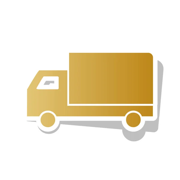 Illustrazione segno di consegna. Vettore. Icona del gradiente dorato con wh — Vettoriale Stock