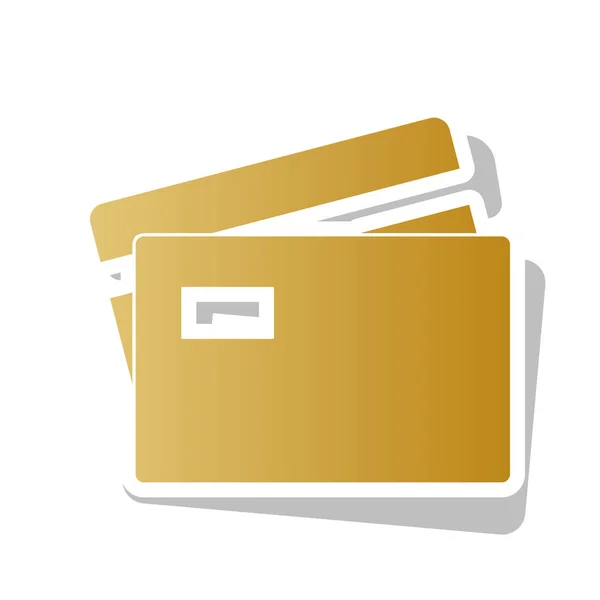 Assinatura do cartão de crédito. Vector. Ícone de gradiente dourado com contorno branco — Vetor de Stock