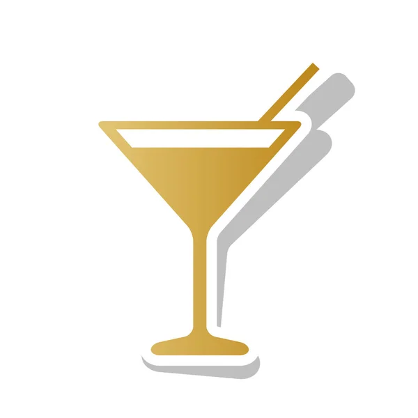 Cocktail tecken illustration. Vektor. Gyllene gradient ikonen med wh — Stock vektor