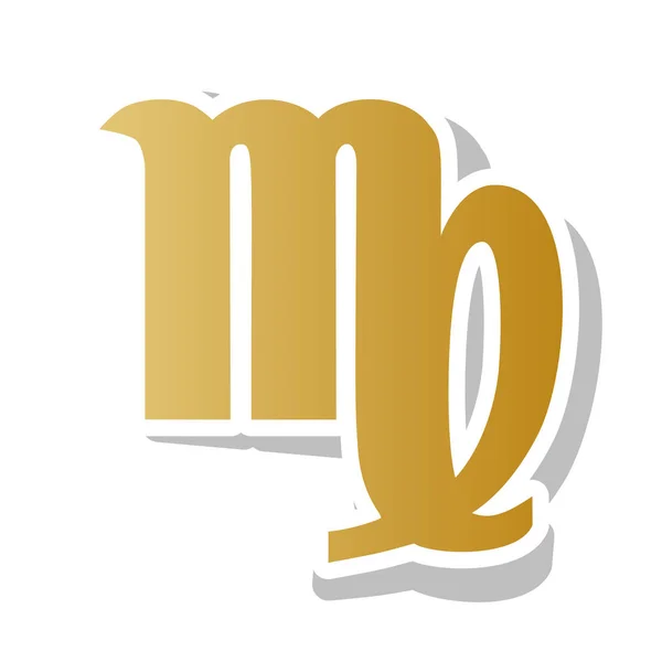 Illustration Jungfrau-Zeichen. Vektor. goldenes Gradienten-Symbol mit Weiß — Stockvektor