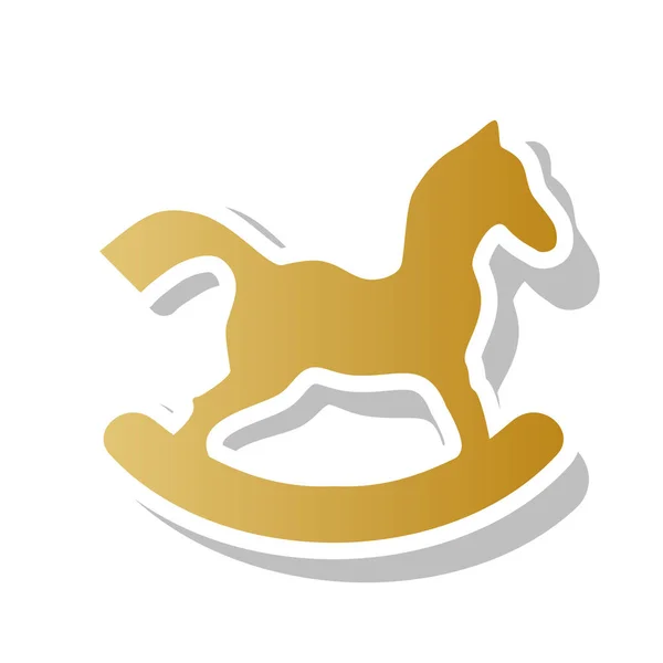 Pferdespielzeugschild. Vektor. goldenes Gradienten-Symbol mit weißer Kontur — Stockvektor