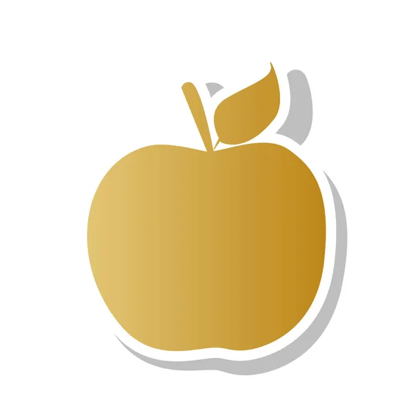 Ilustração do sinal da Apple. Vector. Ícone de gradiente dourado com branco — Vetor de Stock