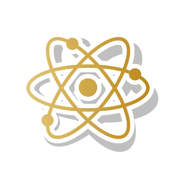Atom jel illusztráció. Vektor. Fehér arany színátmenet ikon — Stock Vector