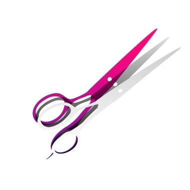 Saç kesme makası imzala. Vektör. Gölge ile ayrılabilir kağıt