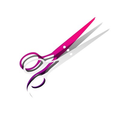 Saç kesme makası imzala. Vektör. Gölge ile ayrılabilir kağıt