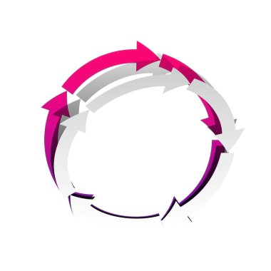 Dairesel ok işareti. Vektör. BM, gölge ile ayrılabilir kağıt