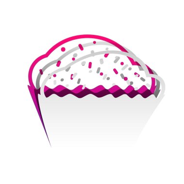 Cupcake işareti. Vektör. Temel, gölge ile ayrılabilir kağıt