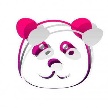 Panda illüstrasyon işareti. Vektör. Gölge sökülebilir kağıt