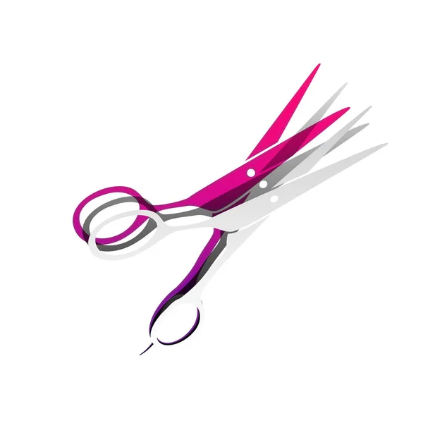 Ciseaux de coupe de cheveux signe. Vecteur. Papier détachable avec ombre — Image vectorielle