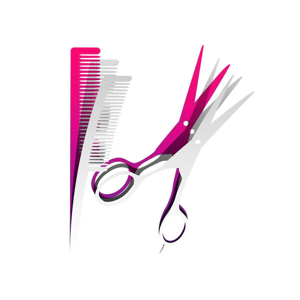 Barber shop sign. Vector. Detachable paper with shadow at underl