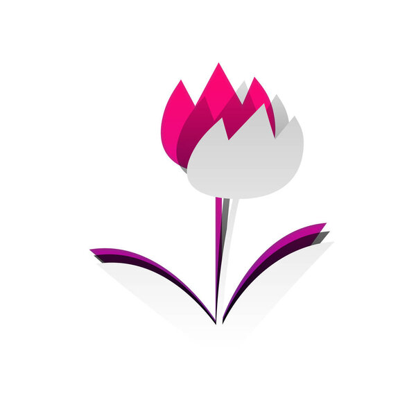 Tulip sign. Vector. Detachable paper with shadow at underlying l