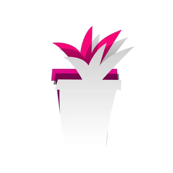 Illustration de signe de pot de fleurs. Vecteur. Papier détachable avec shado — Image vectorielle