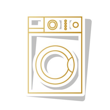 Çamaşır makinesi işareti. Vektör. Degrade simge beyaz co ile