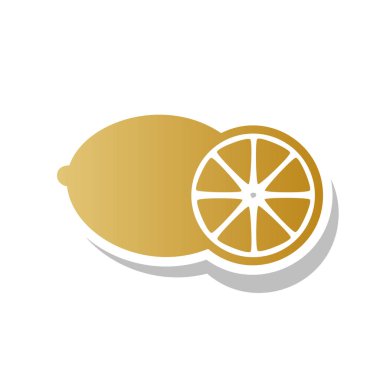 Limon meyve işareti. Vektör. Degrade simge beyaz conto ile