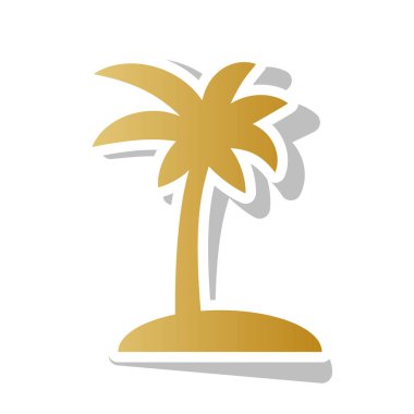 Coconut palm tree sign. Vector. Golden gradient icon with white  clipart