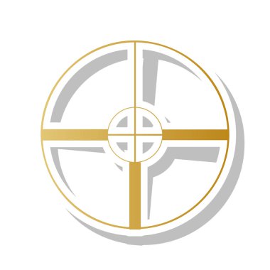 Görme işareti illüstrasyon. Vektör. Beyaz altın gradyan simgesi