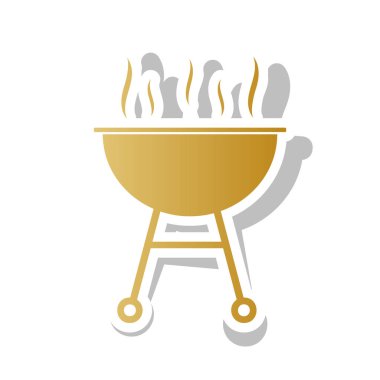 Barbekü basit kayıt. Vektör. Degrade simge beyaz co ile
