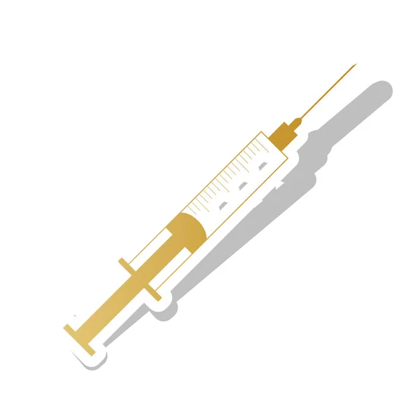 Illustration du panneau de seringue. Vecteur. Icône de dégradé doré avec whi — Image vectorielle