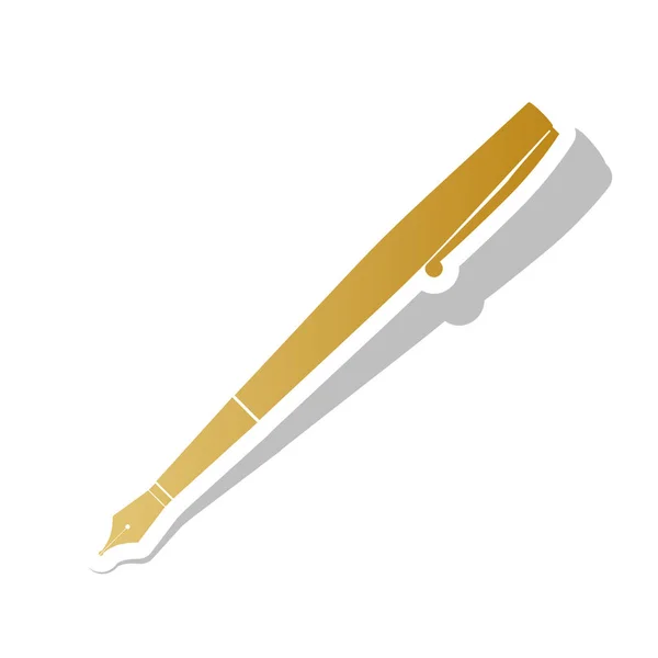 Illustration de stylo. Vecteur. Icône de dégradé doré avec c blanc — Image vectorielle