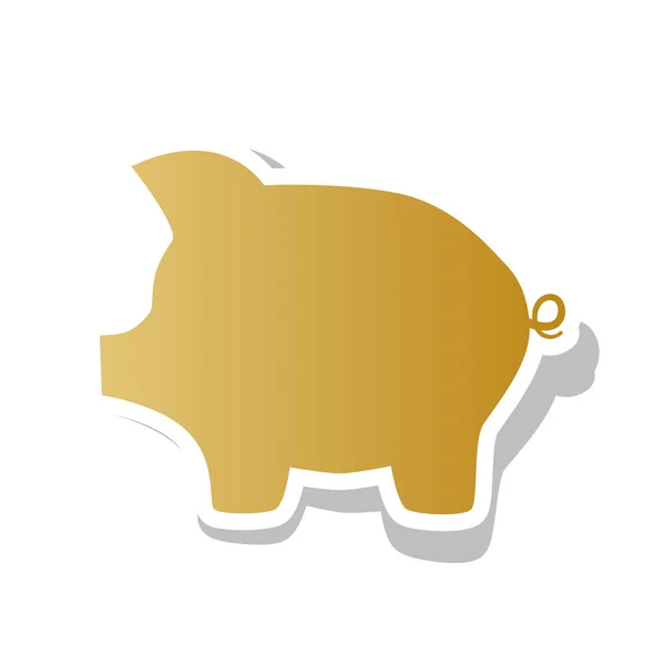 Cartello della banca del maiale. Vettore. Icona con gradiente dorato con truffa bianca — Vettoriale Stock