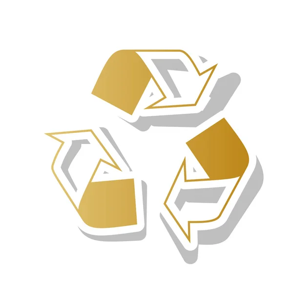 Recycle logo concept. Vector. Golden gradient icon with white co — Stock Vector