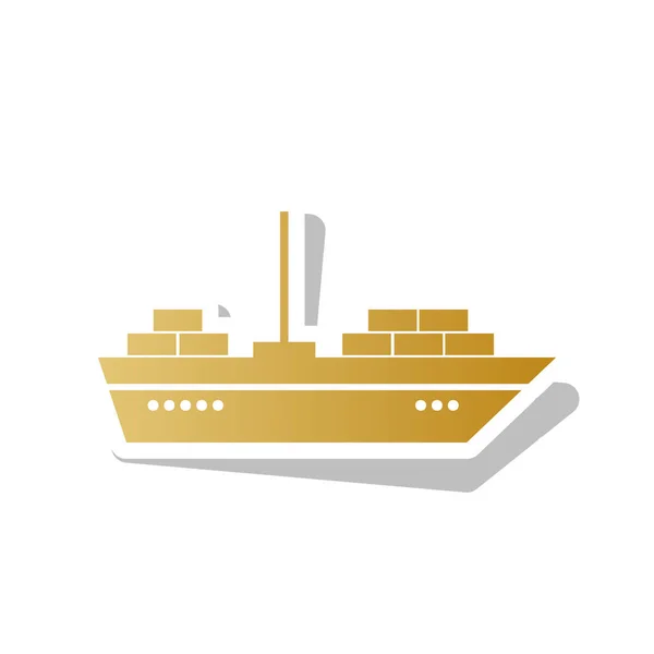 Ilustração do sinal do navio. Vector. Ícone de gradiente dourado com branco — Vetor de Stock