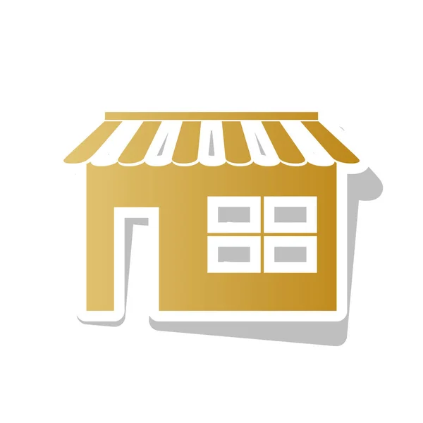 Illustrazione segno negozio. Vettore. Icona del gradiente dorato con bianco — Vettoriale Stock